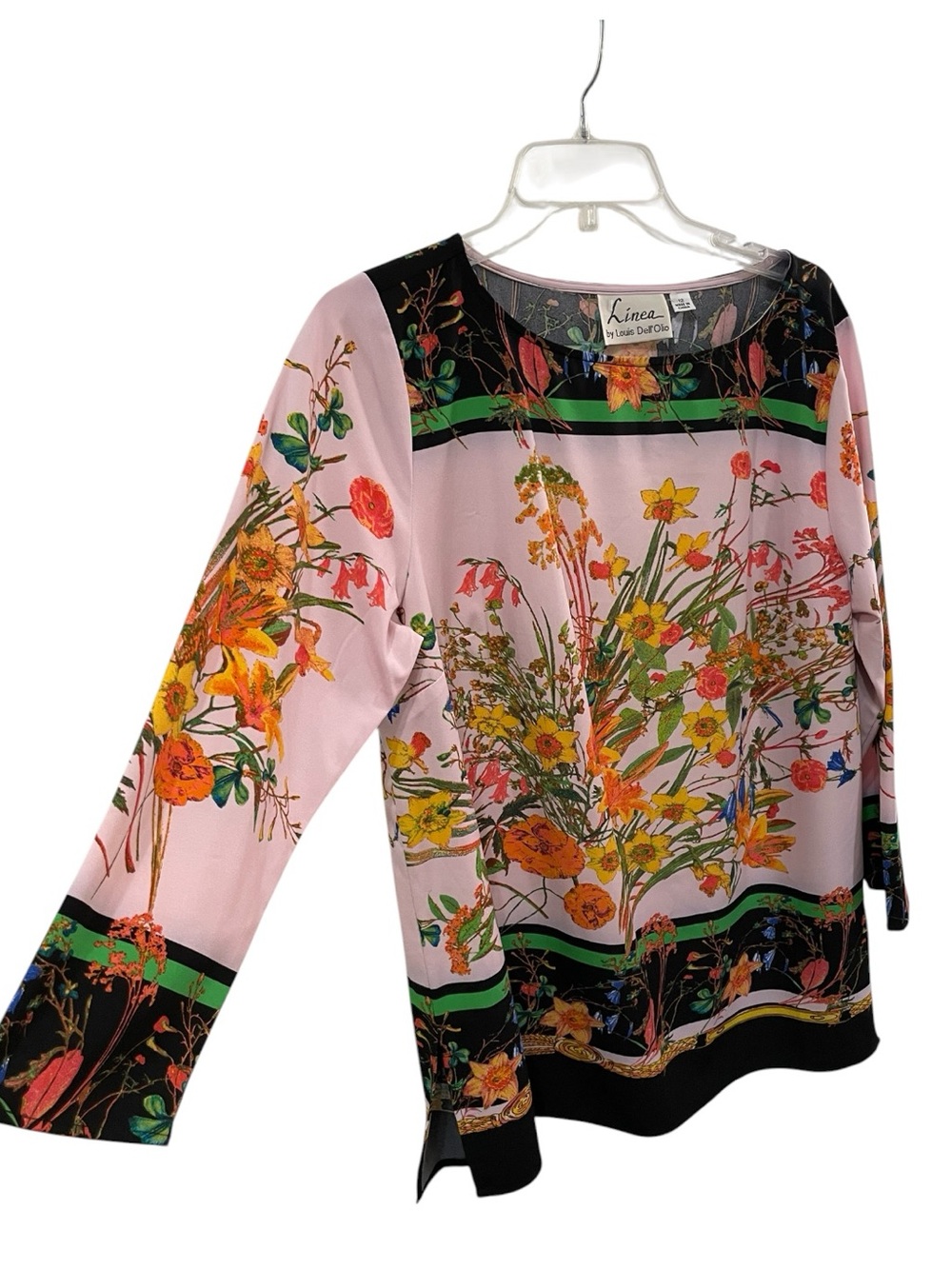 Linea by Louis Dell'Olio Floral Printed Woven Top vibrant multicolor sz 12